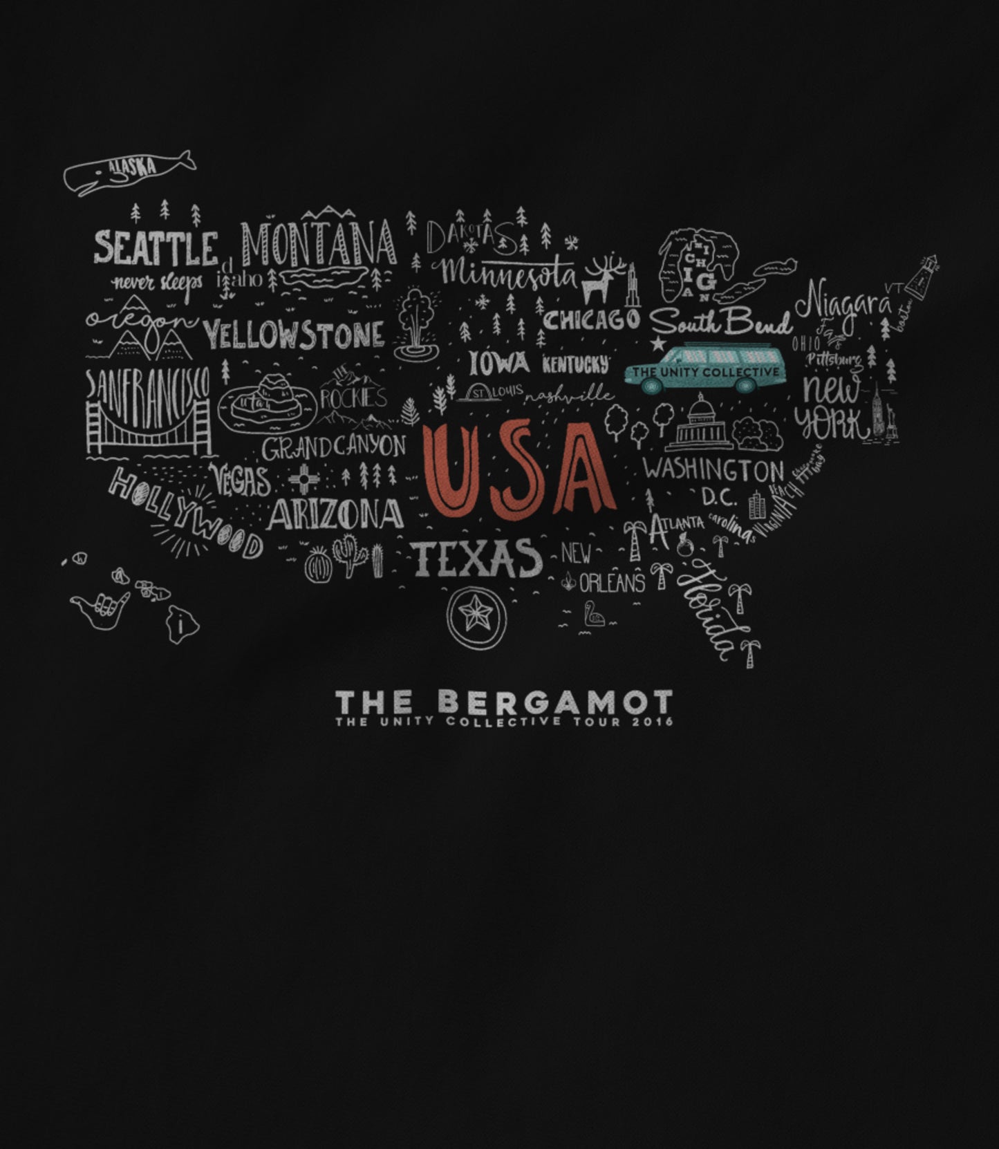 The Unity Collective OFFICIAL TOUR Black w/ White Logo Women's T-shirt