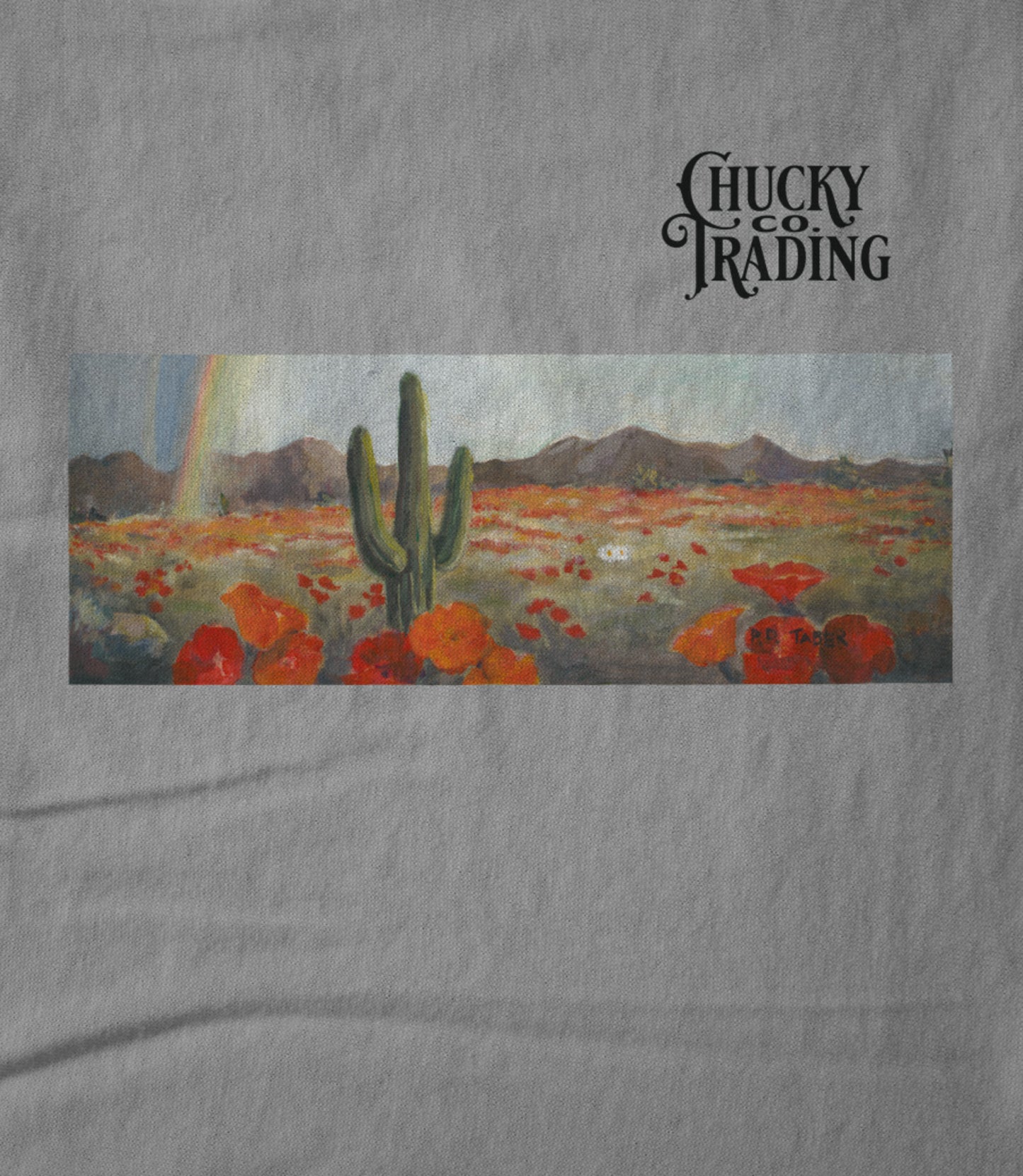 Heather Grey w/ Poppies and Logo Hoodie