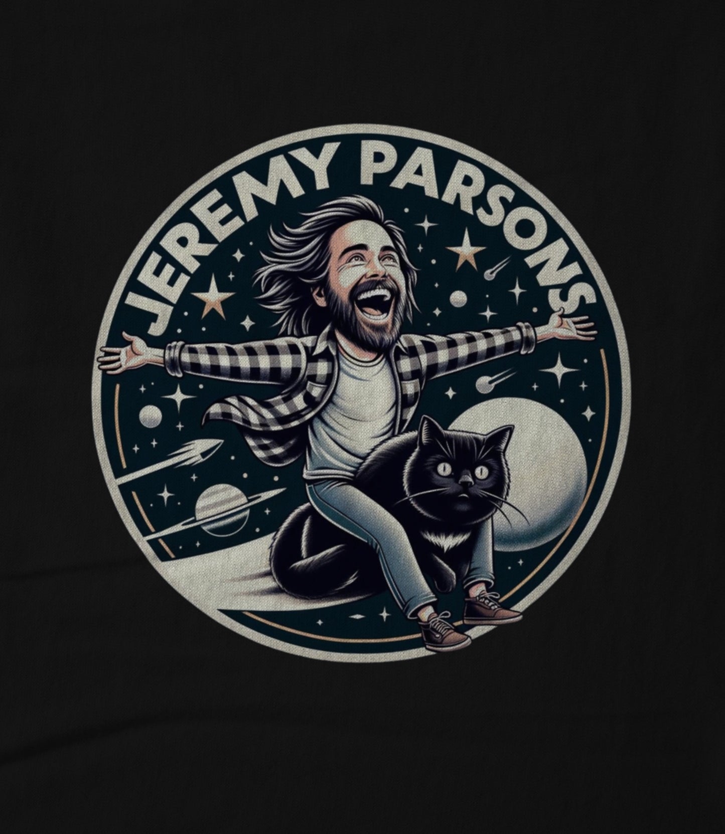 Jeremy Parsons Noche Space Cat Logo Black Hoodie