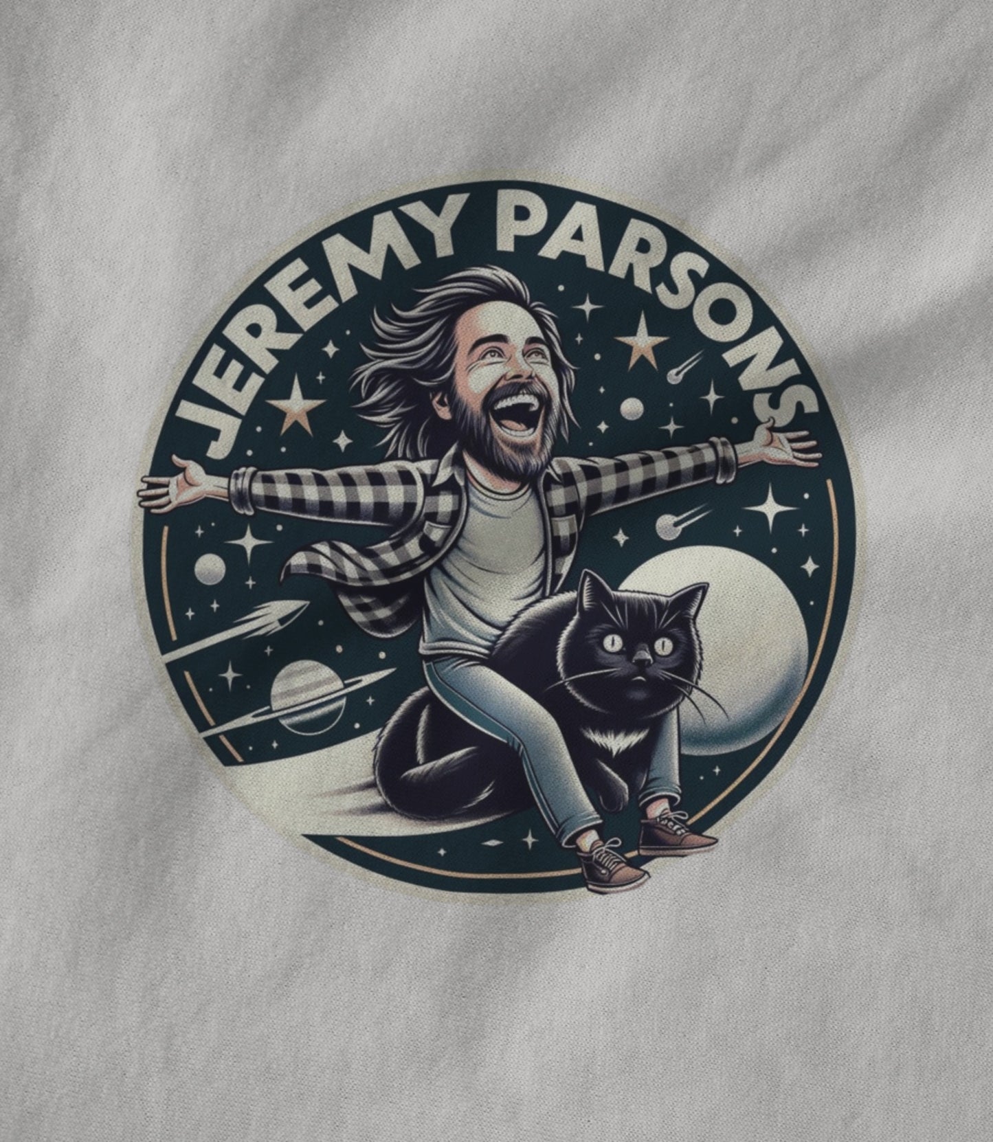 Jeremy Parsons Noche Space Cat Logo White Hoodie