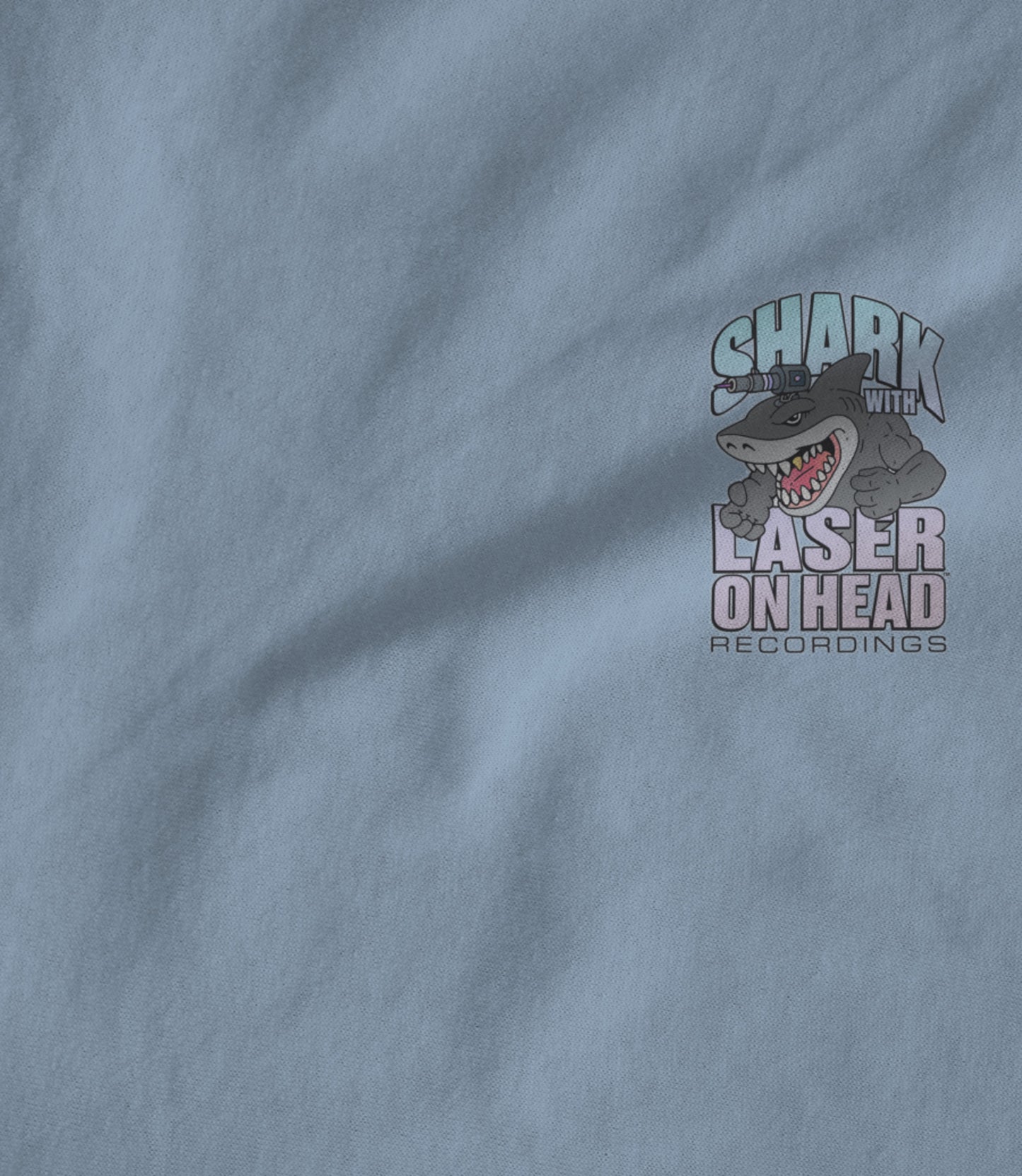 SHARK WITH LASER ON HEAD RECORDINGS Small Crest Logo (Baby Blue) Unisex T-shirt