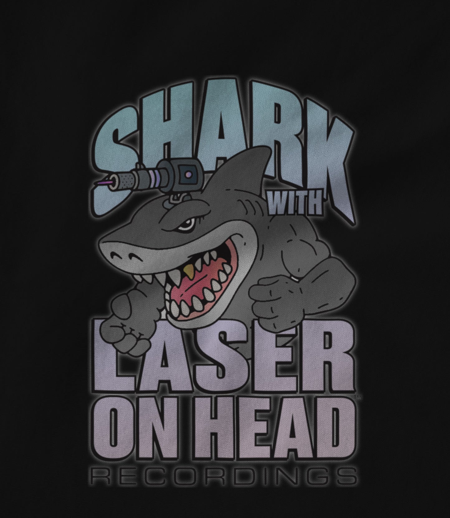 SHARK WITH LASER ON HEAD RECORDINGS Logo (Black) Unisex T-shirt