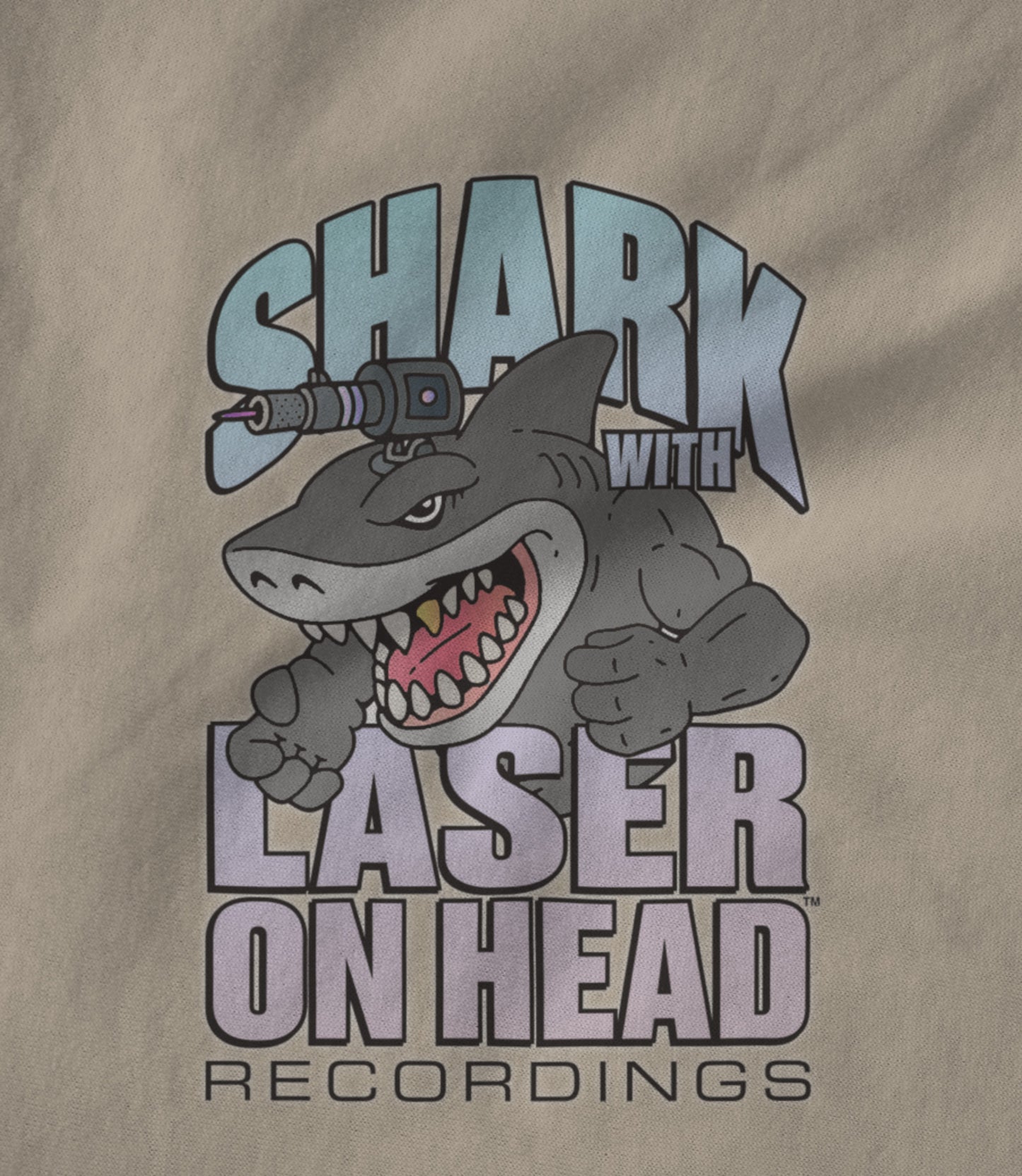 SHARK WITH LASER ON HEAD RECORDINGS Logo (Creme) Unisex T-shirt