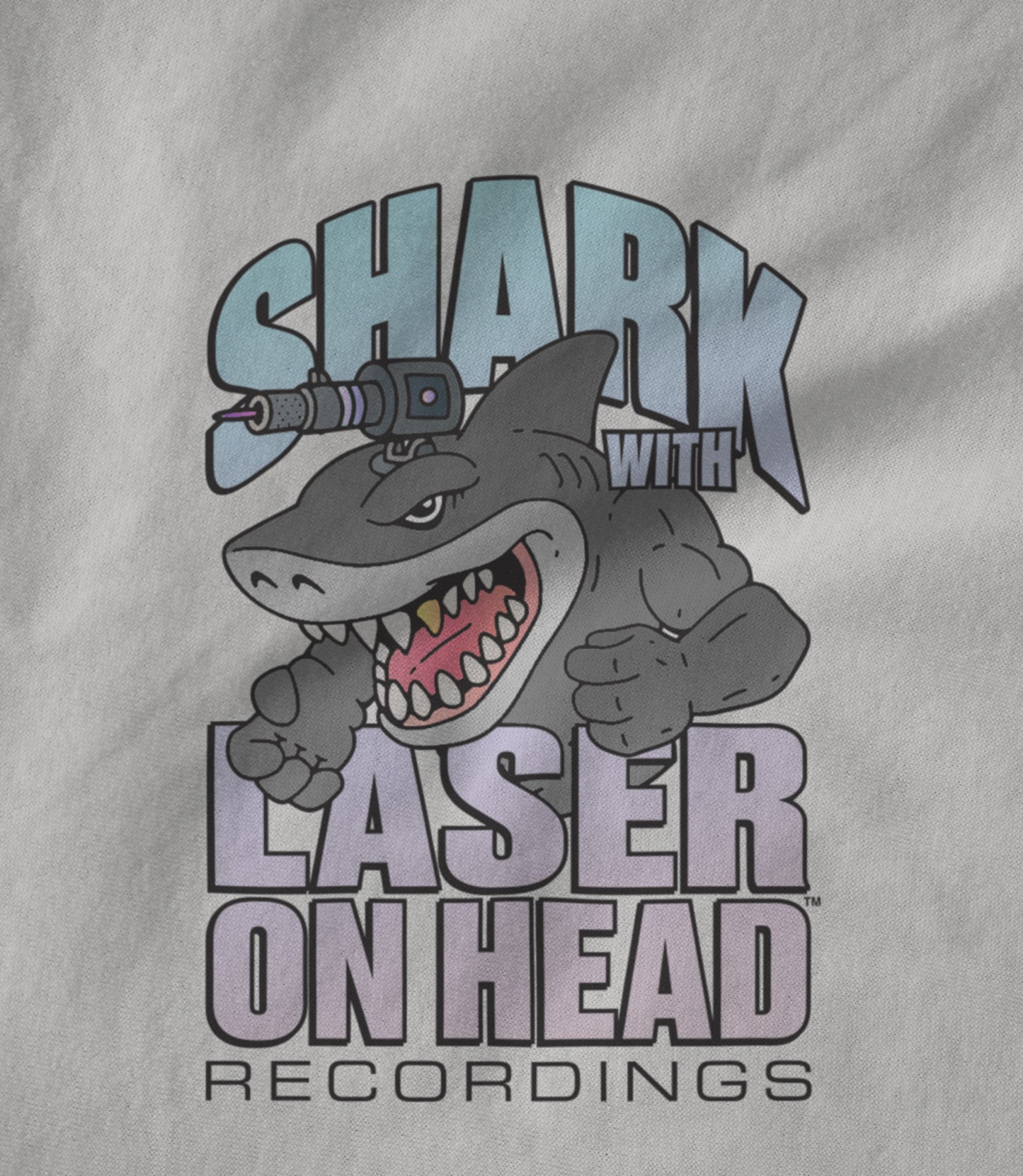 SHARK WITH LASER ON HEAD RECORDINGS Logo (White) Unisex T-shirt