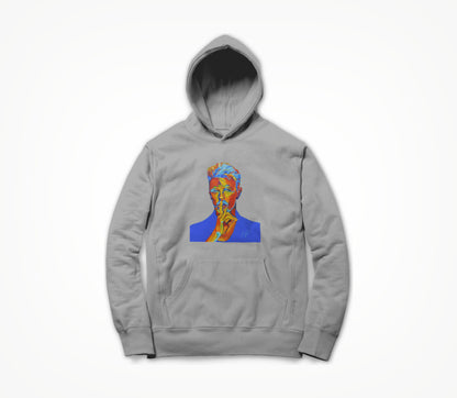 David Bowie in gray Hoodie