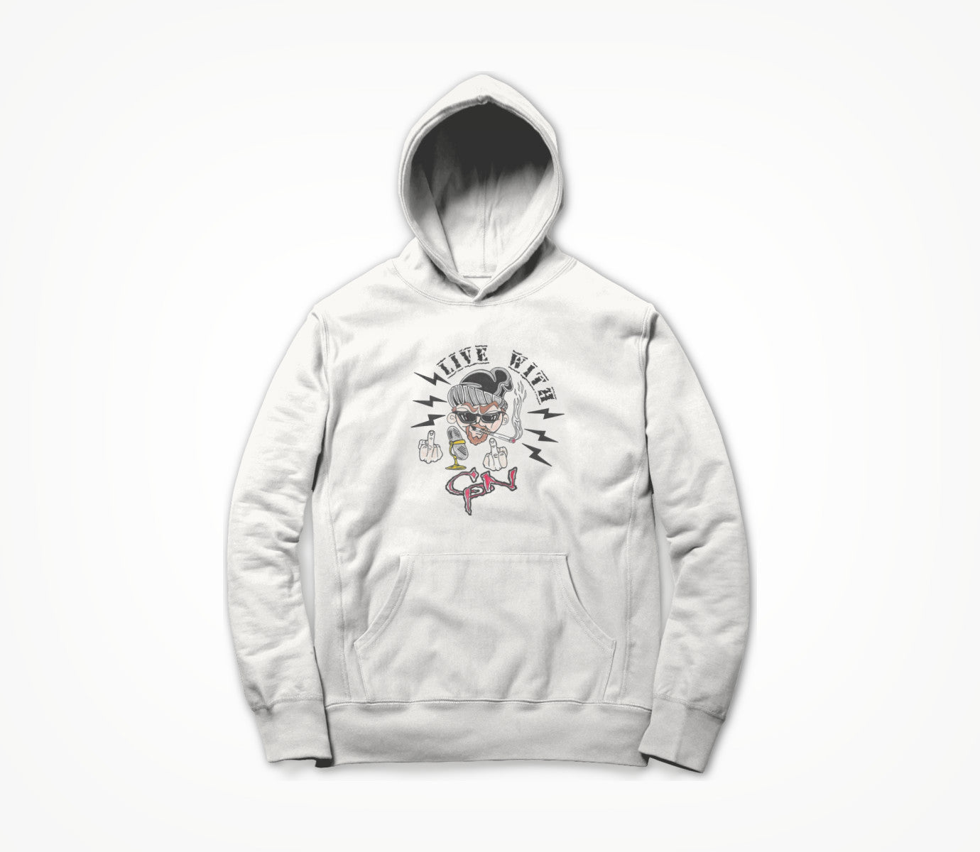 Live With CPN White Hoodie