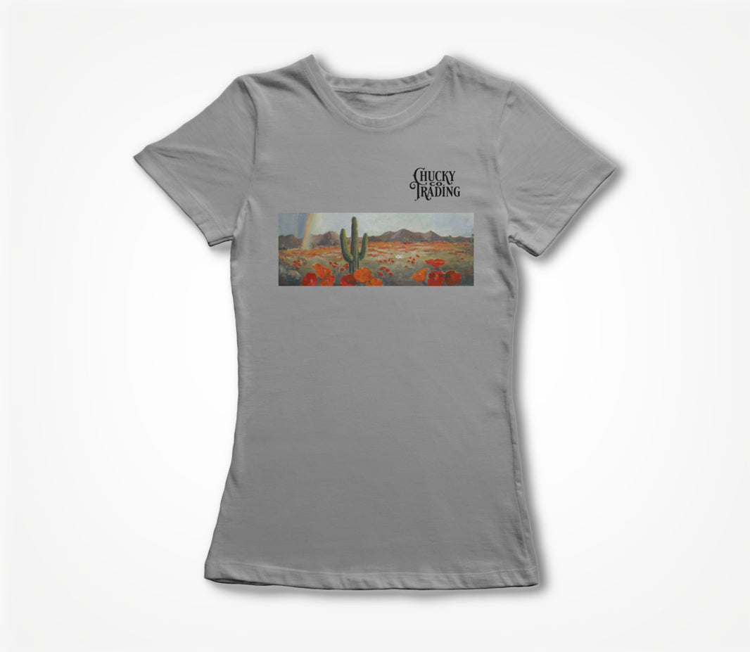Heather Grey w/ Poppies and Logo Women's T-shirt