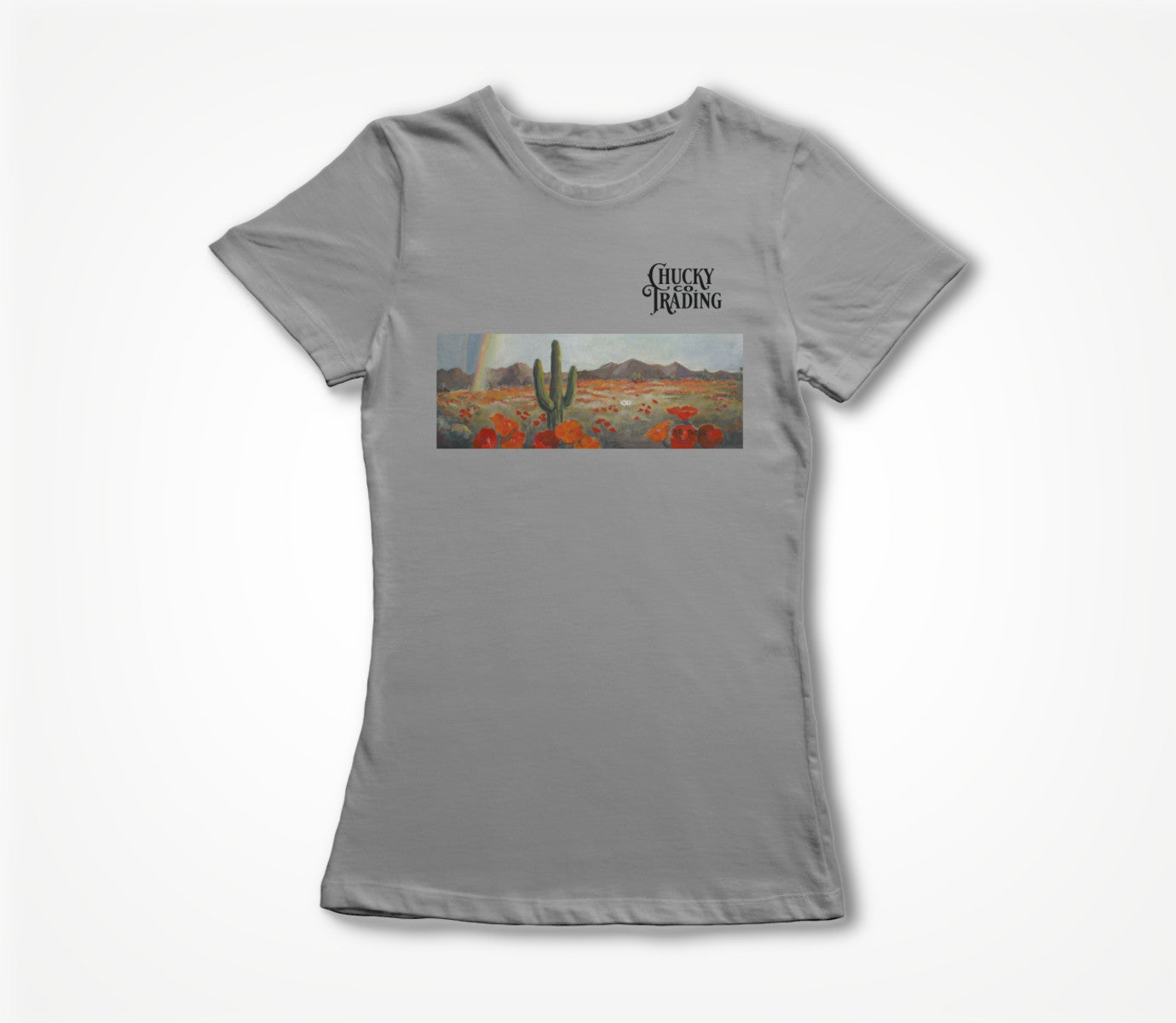 Heather Grey w/ Poppies and Logo Women's T-shirt