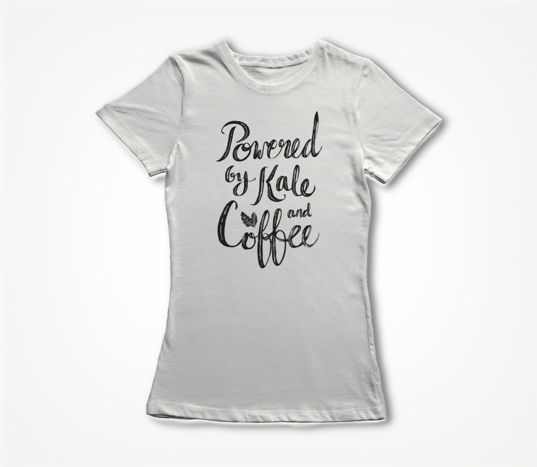 Powered by Kale & Coffee Hand Painted Women's T-shirt