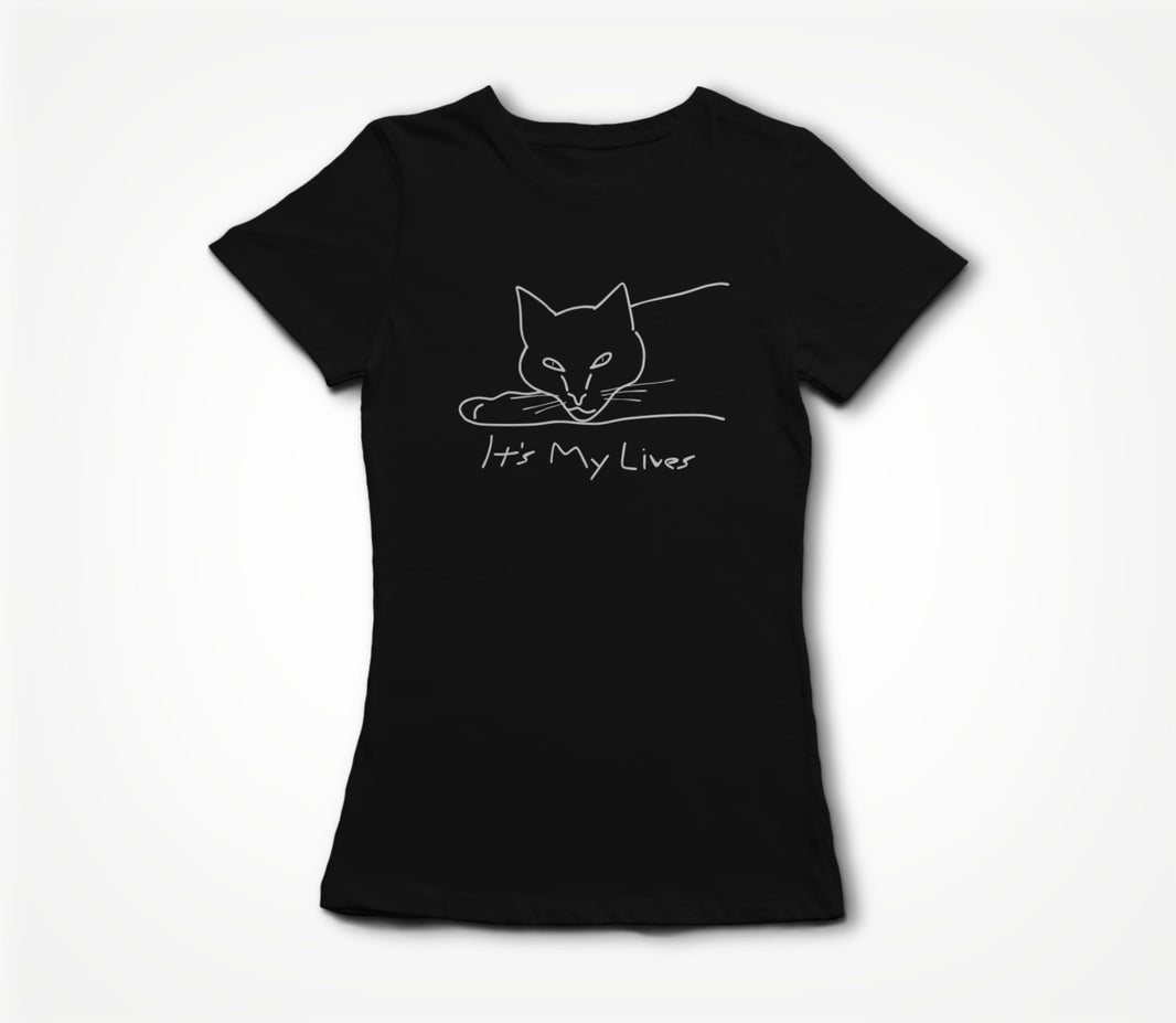 It's My Lives Doodle Cat Black Women's T-shirt