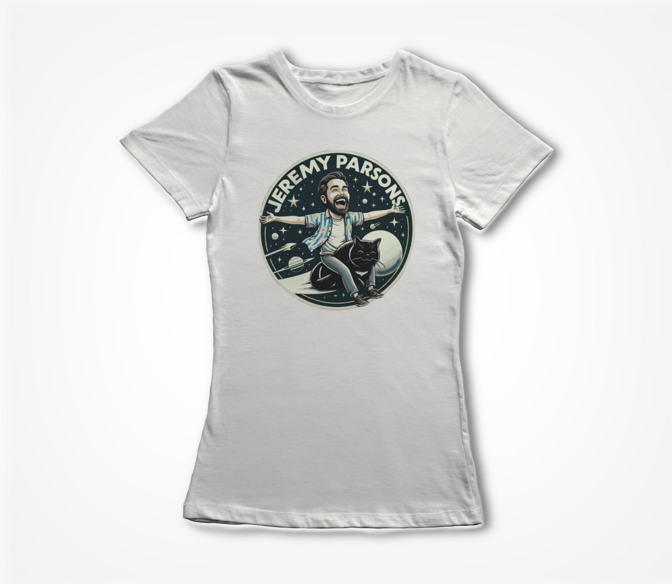 Jeremy Parsons Space Cat Haircut 2026 (White) Women's T-shirt