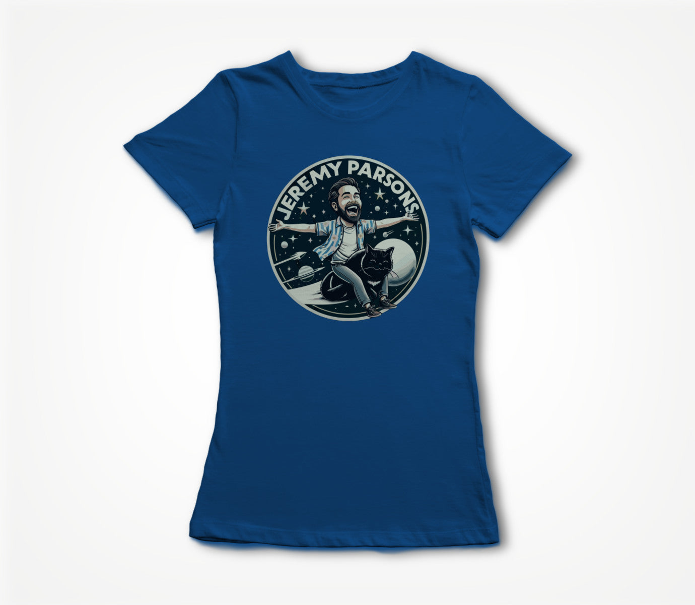 Jeremy Parsons Space Cat Haircut 2026 (Royal Blue) Women's T-shirt