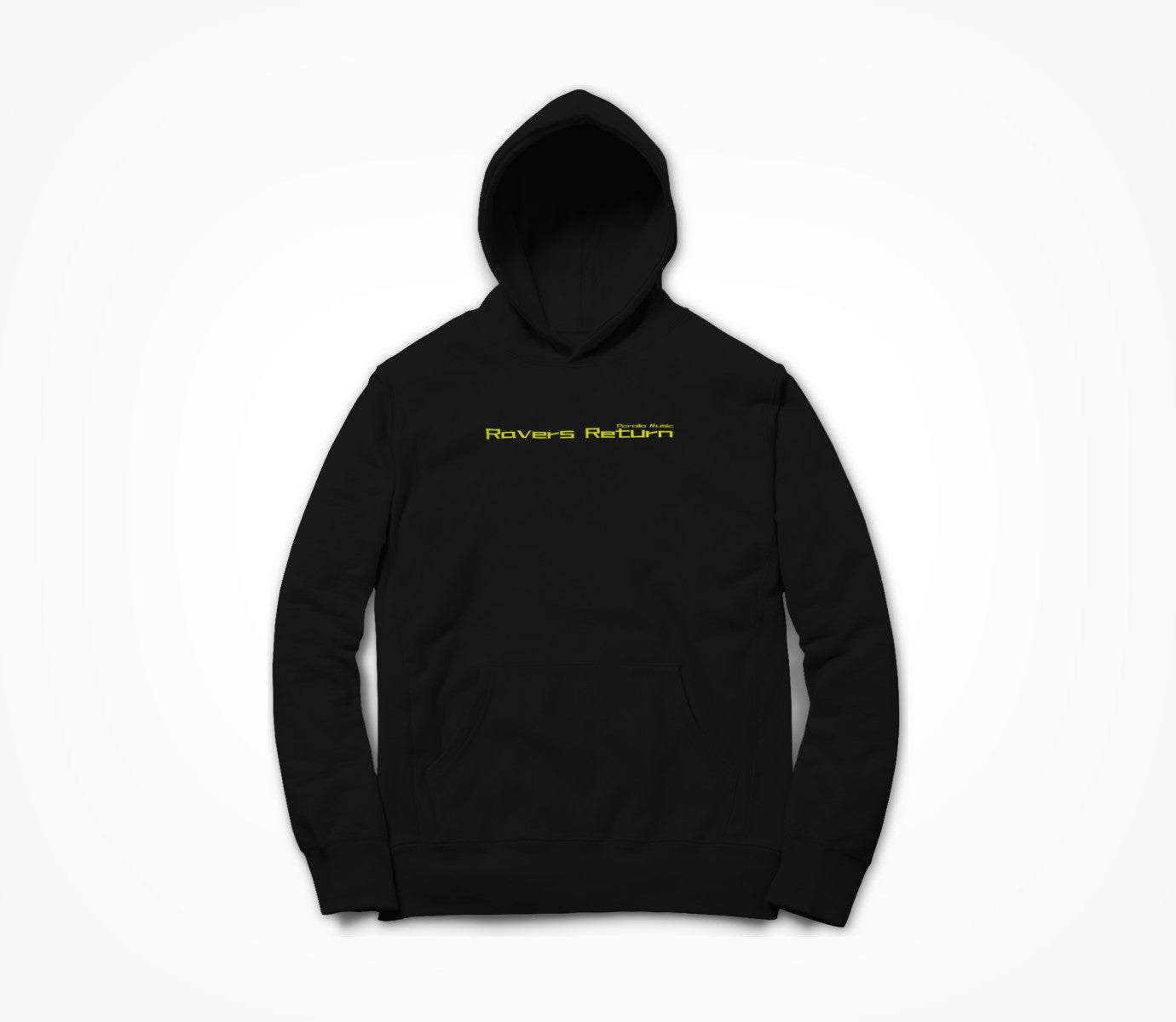 Ravers Return Branded plain, Yellow Text Hoodie