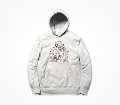 Screw-Jack Old Man Red on White Hoodie