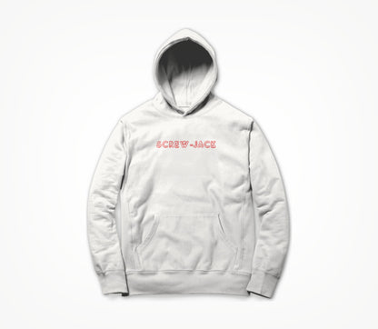 Screw-Jack Red On White Hoodie