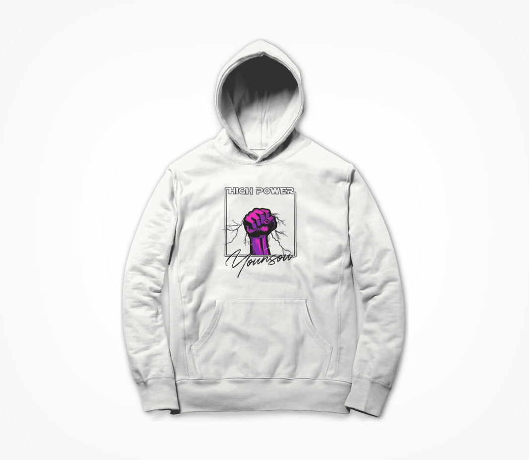 High Power Pink/Black on White Hoodie