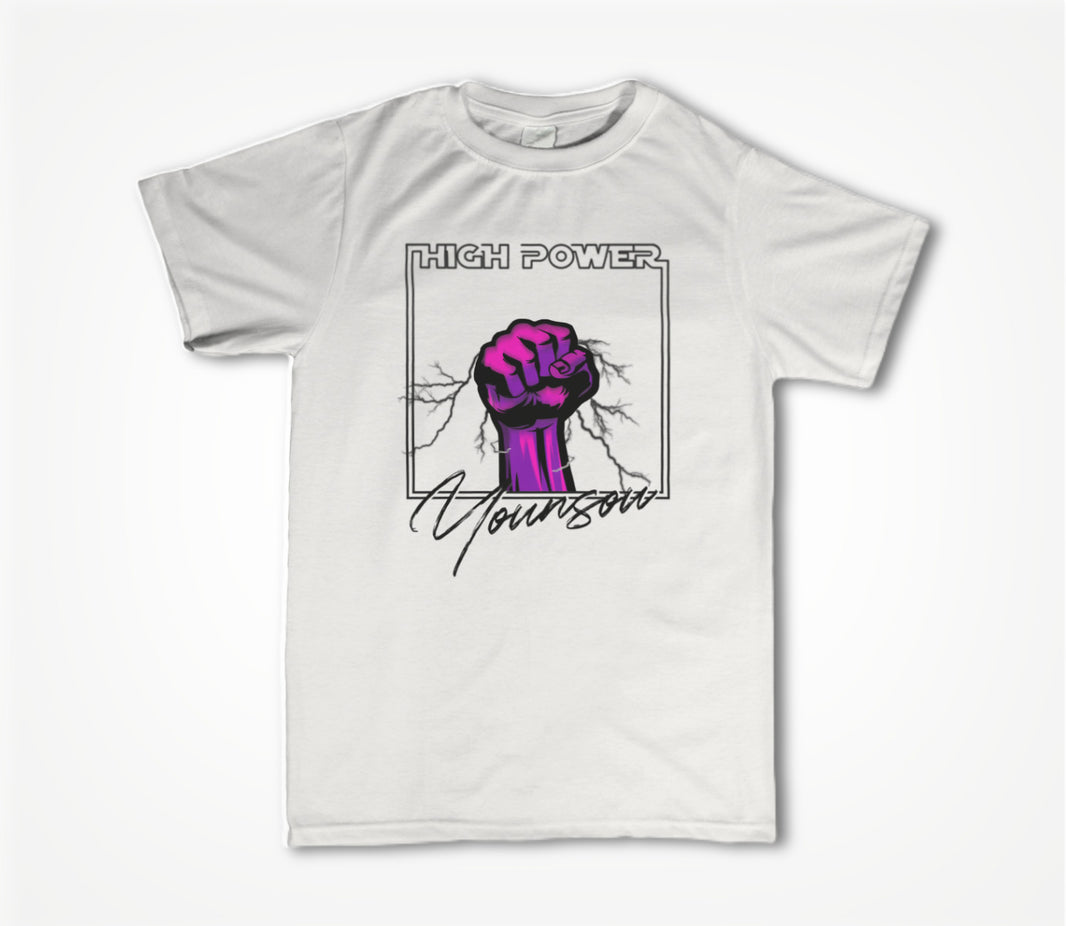 High Power Pink/Black on White Unisex T-shirt