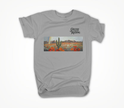 Heather Grey w/ Poppies and Logo Unisex T-shirt
