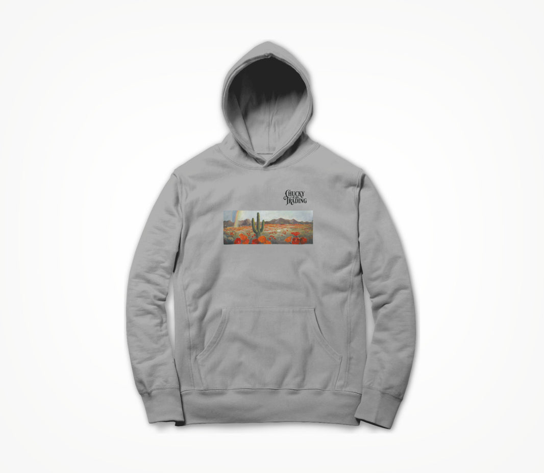 Heather Grey w/ Poppies and Logo Hoodie