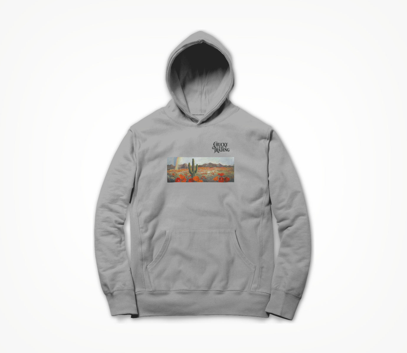 Heather Grey w/ Poppies and Logo Hoodie