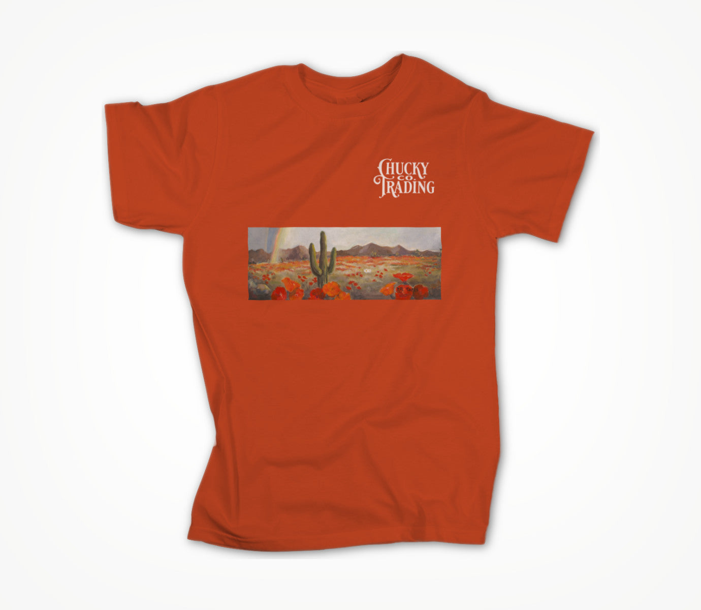 Orange w/Poppies and Logo Unisex T-shirt