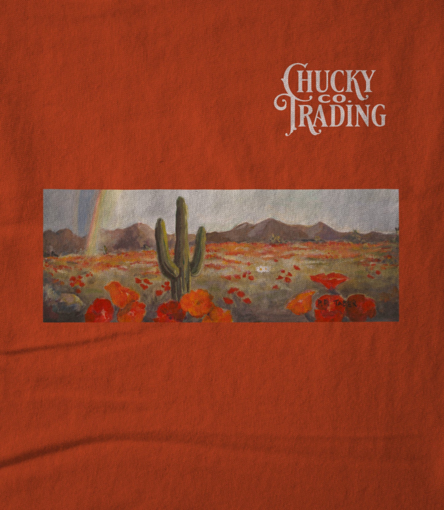 Orange w/Poppies and Logo Unisex T-shirt