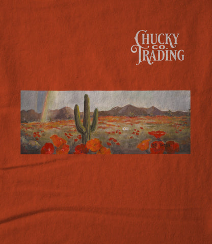Orange w/Poppies and Logo Unisex T-shirt