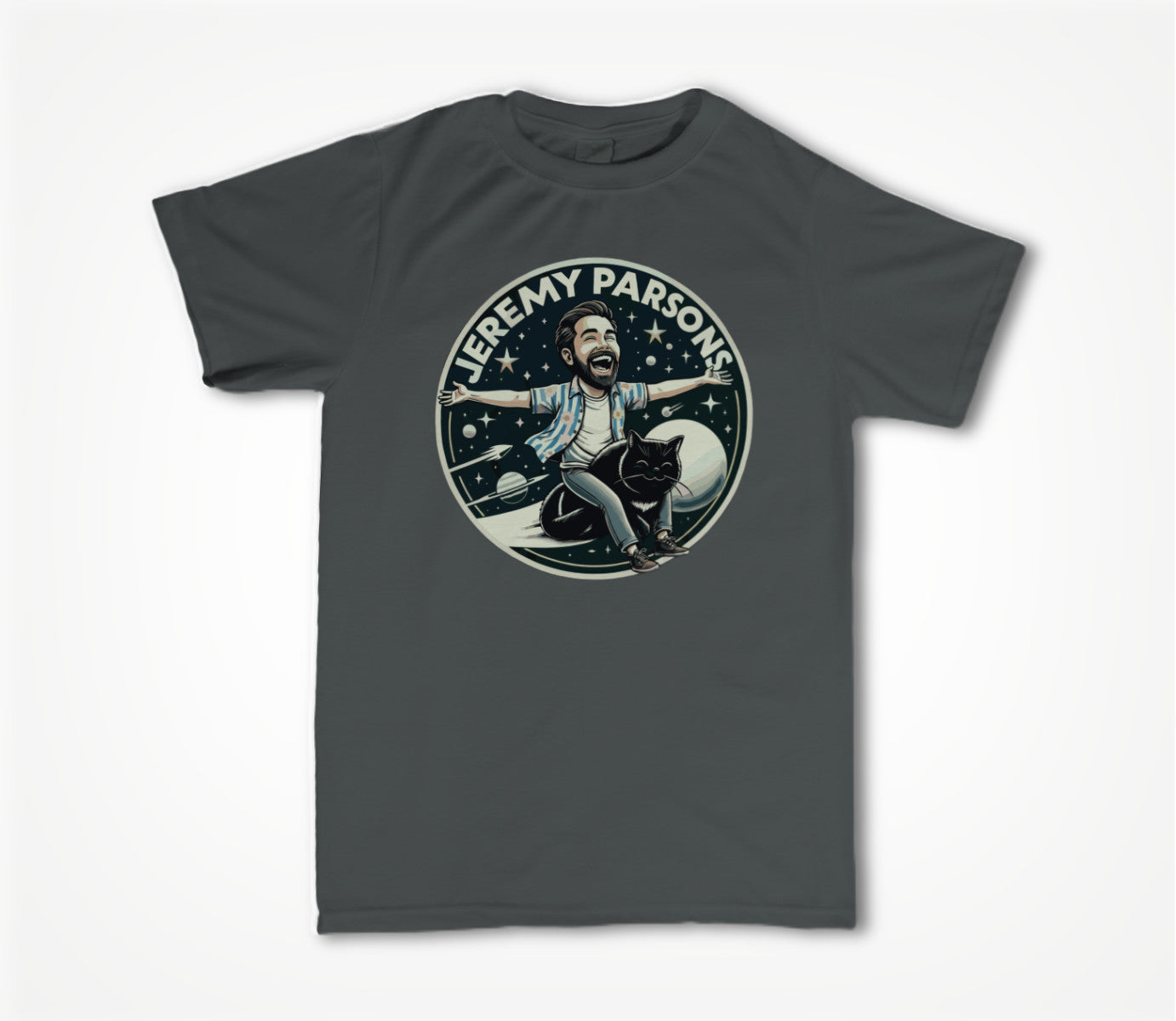 Jeremy Parsons Space Cat Haircut 2026 (Asphalt) Unisex T-shirt