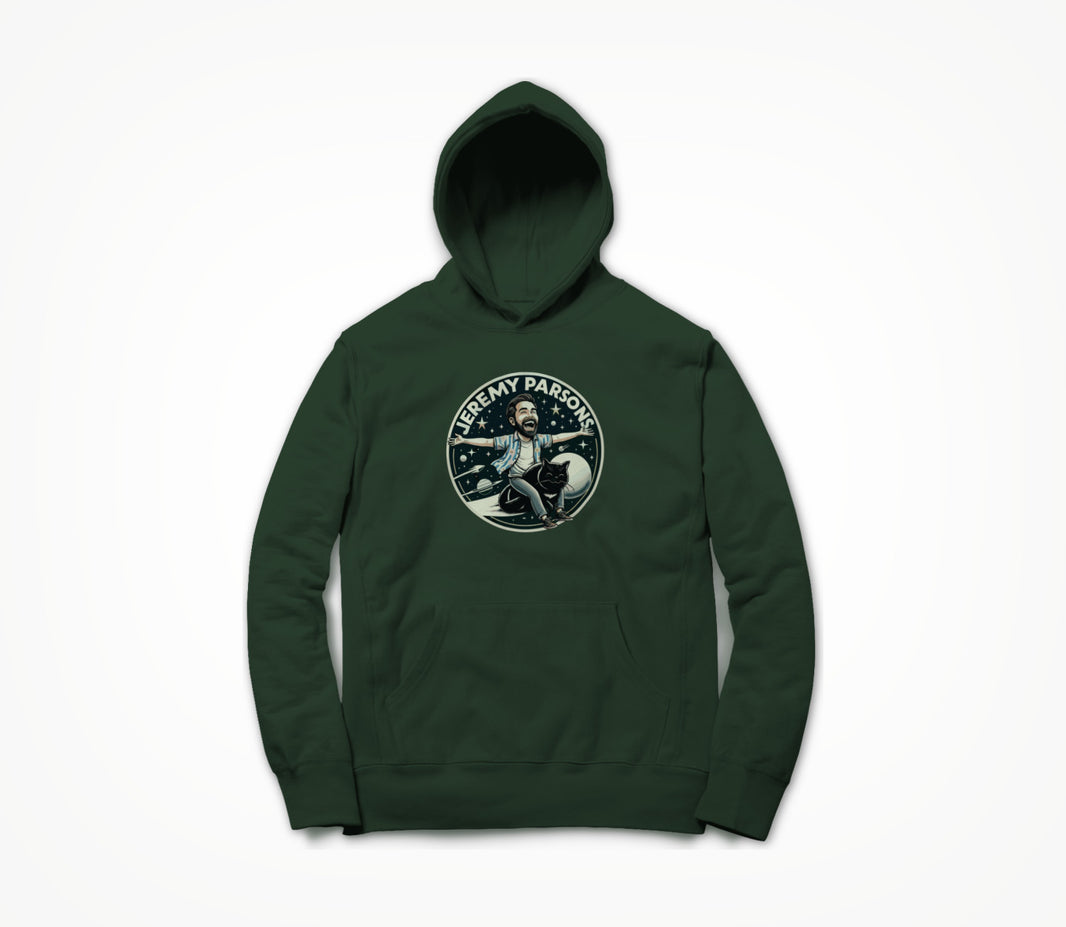 Jeremy Parsons Space Cat Haircut 2026 (Forest Green) Hoodie