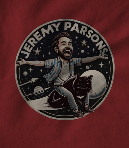 Jeremy Parsons Space Cat Haircut 2026 (Cardinal Red) Unisex T-shirt