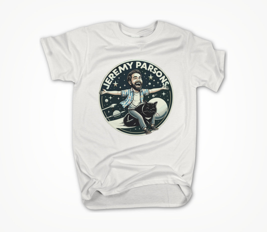 Jeremy Parsons Space Cat Haircut 2026 (White) Unisex T-shirt