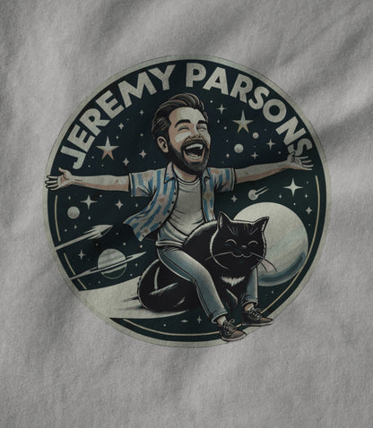 Jeremy Parsons Space Cat Haircut 2026 (White) Hoodie