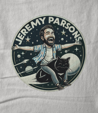 Jeremy Parsons Space Cat Haircut 2026 (White) Unisex T-shirt