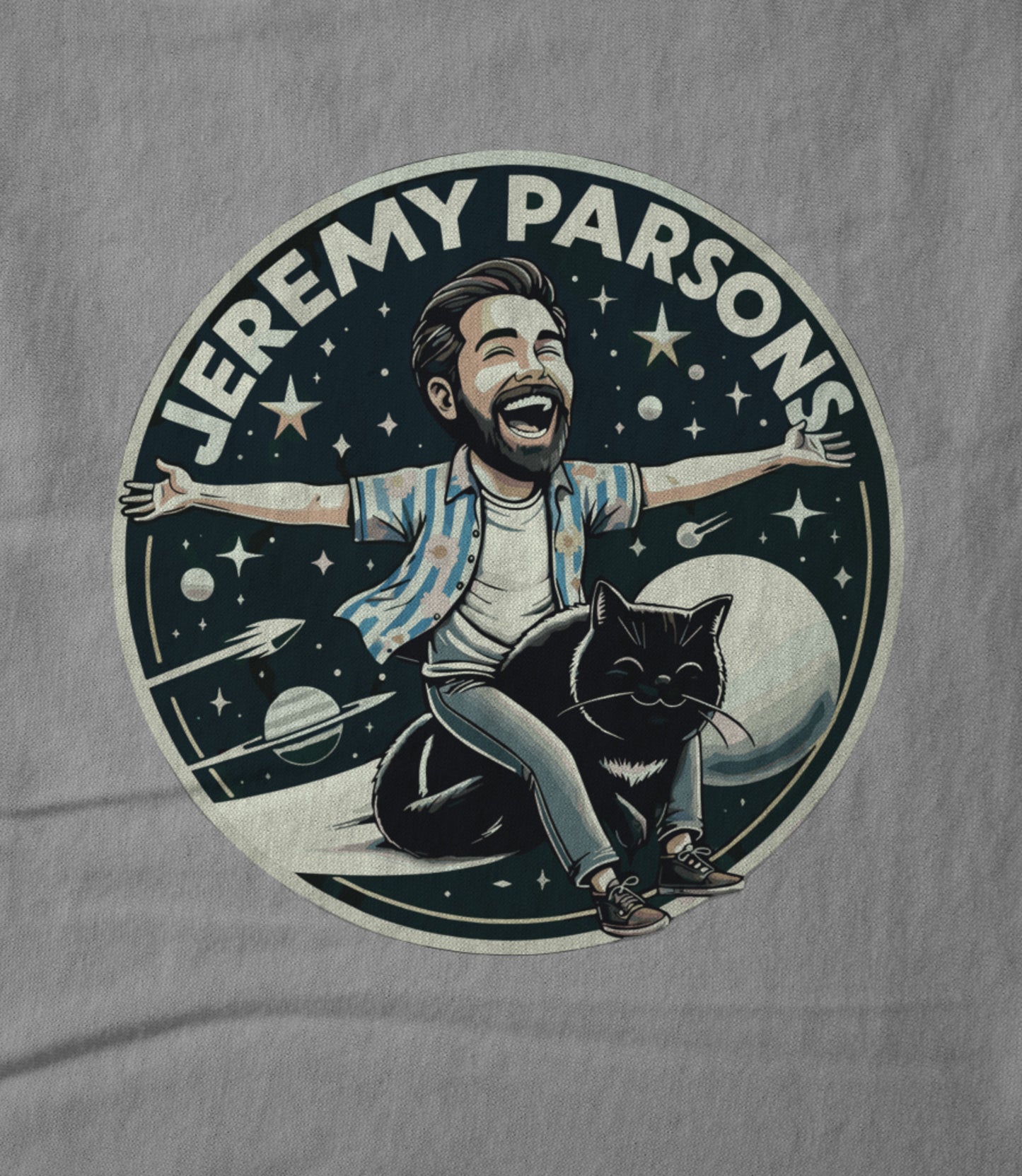 Jeremy Parsons Space Cat Haircut 2026 (Heather Grey) Unisex T-shirt