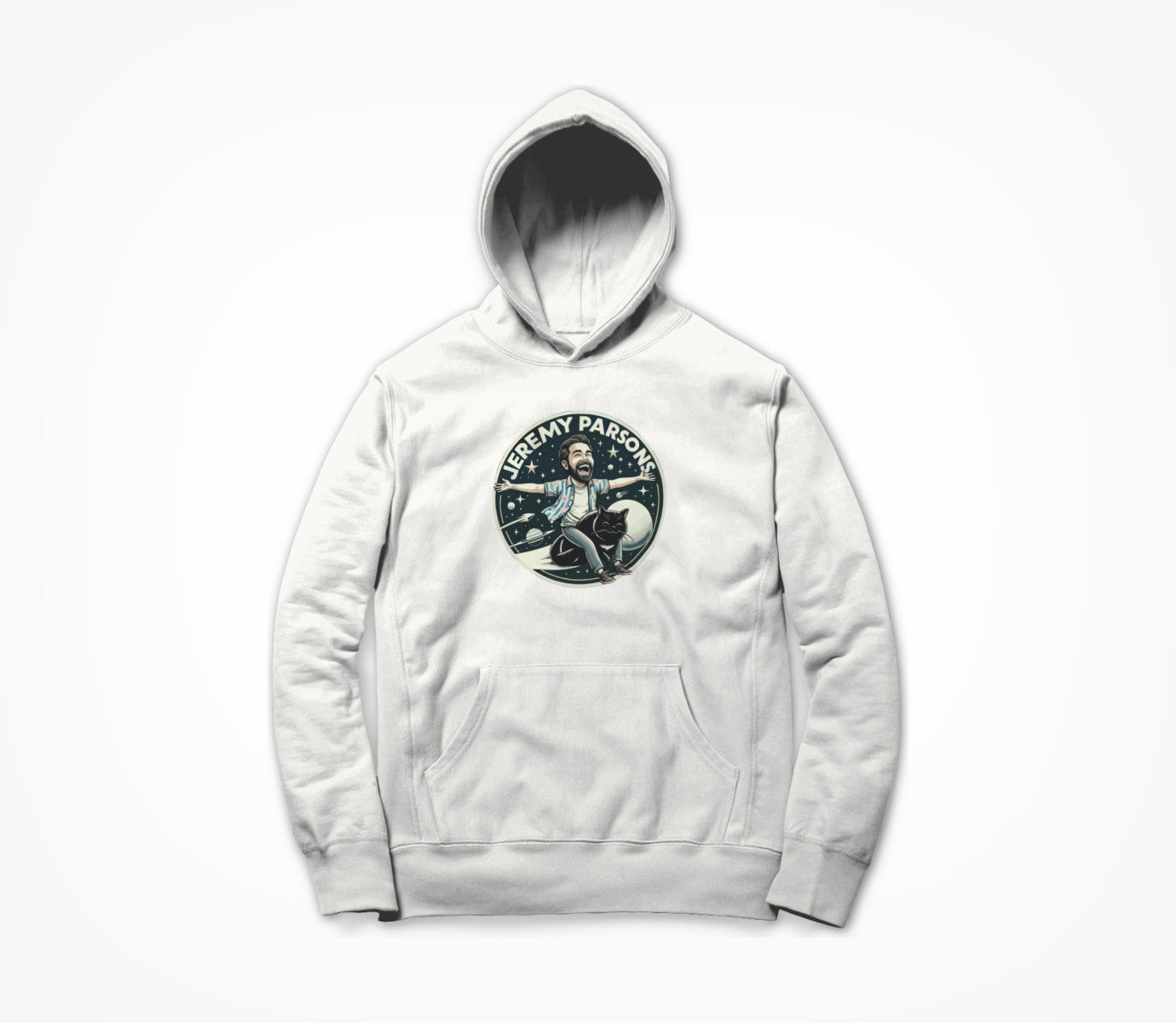 Jeremy Parsons Space Cat Haircut 2026 (White) Hoodie
