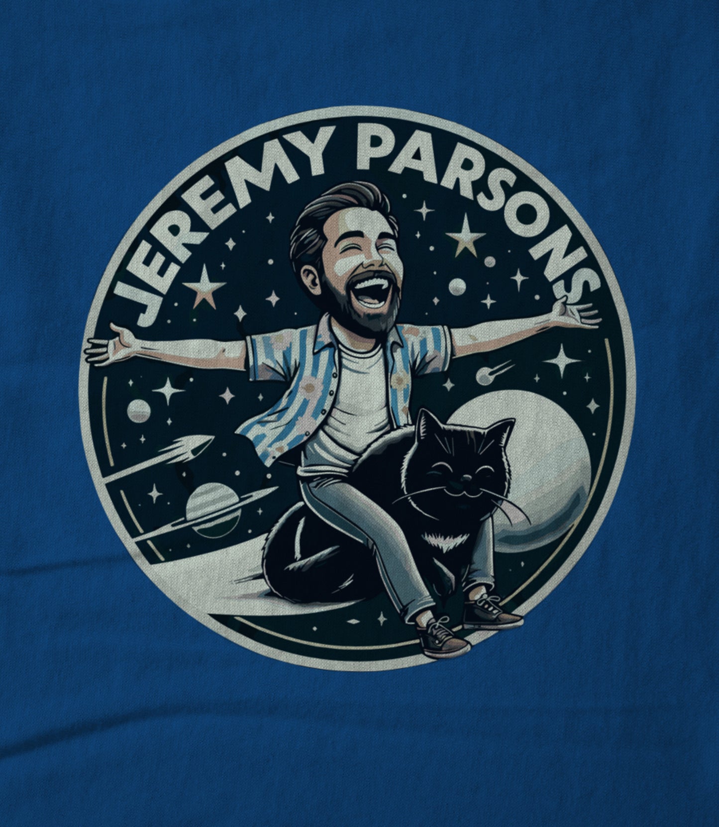 Jeremy Parsons Space Cat Haircut 2026 (Royal Blue) Unisex T-shirt