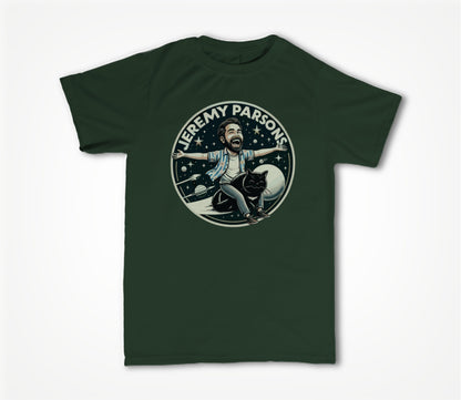 Jeremy Parsons Space Cat Haircut 2026 (Forest Green) Unisex T-shirt