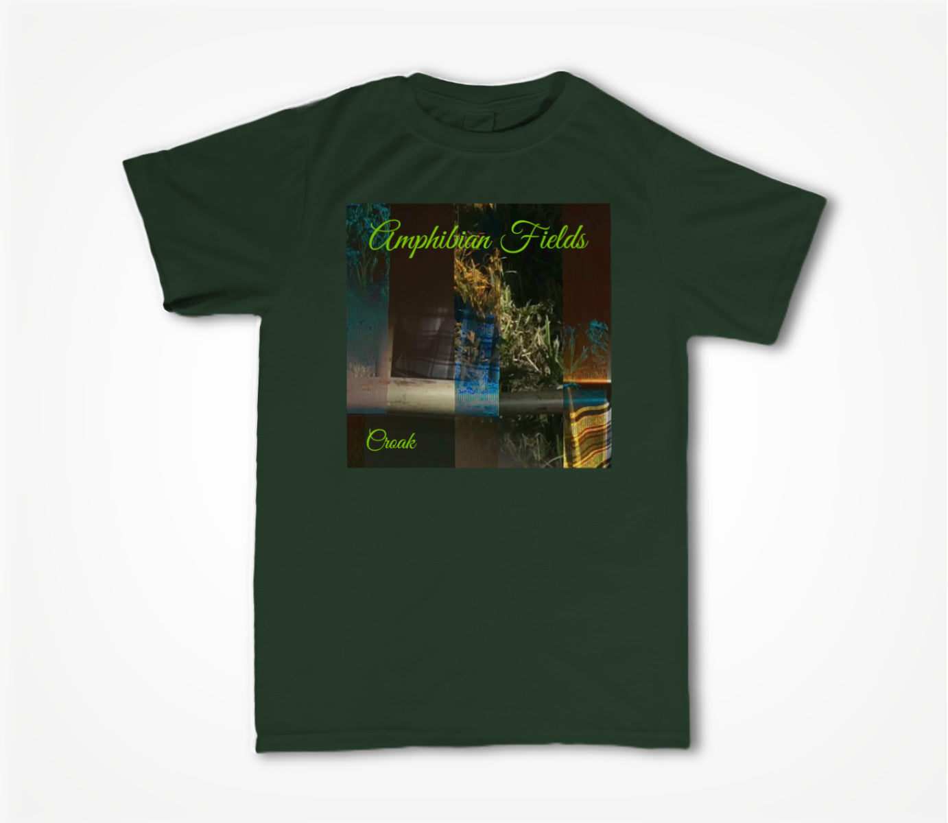 Amphibian Fields - Croak on Forest Green Unisex T-shirt