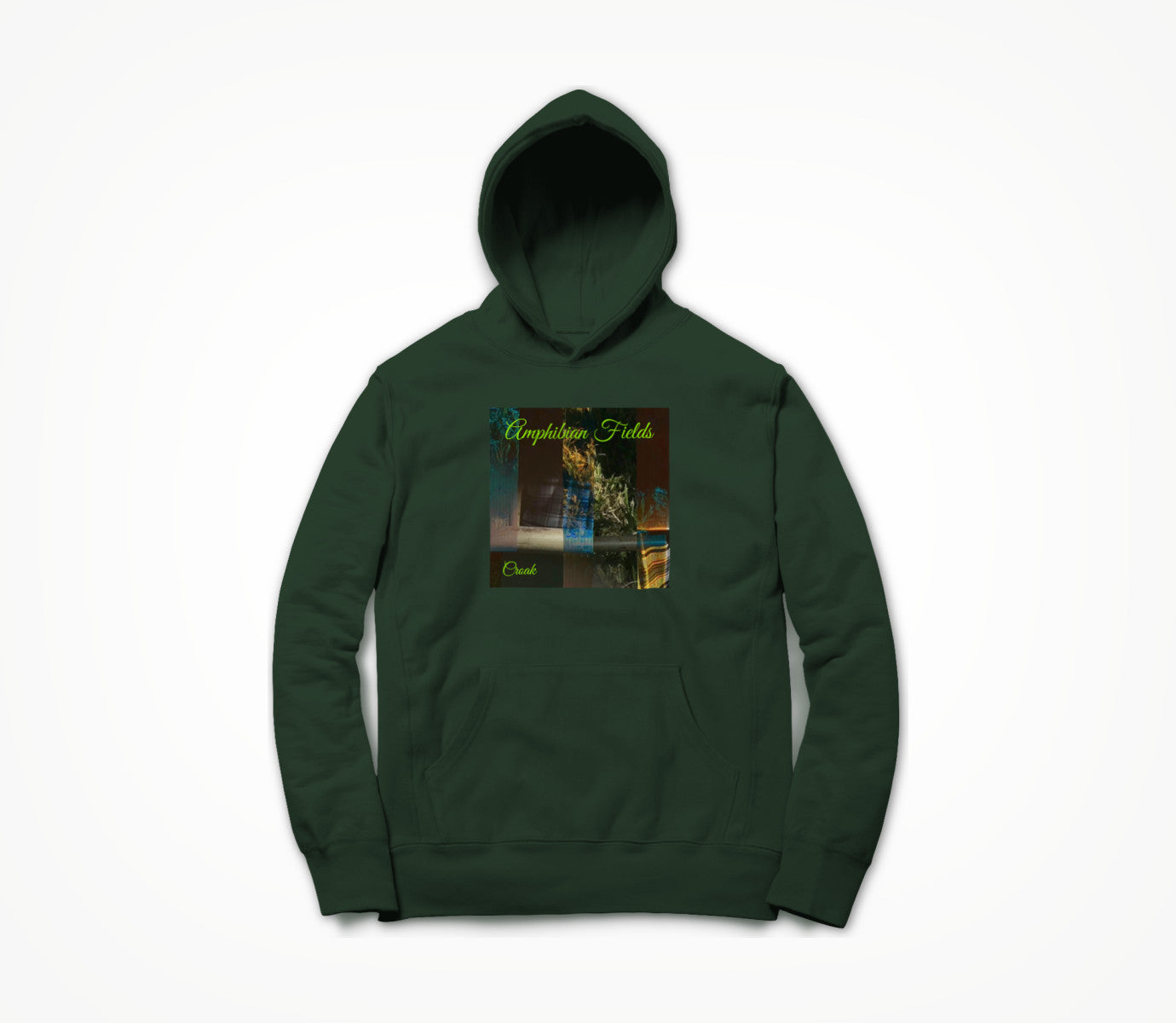 Amphibian Fields - Croak on Forest Green Hoodie