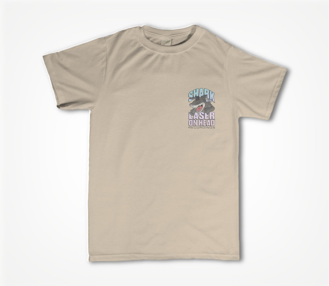 SHARK WITH LASER ON HEAD RECORDINGS Small Crest Logo (Creme) Unisex T-shirt