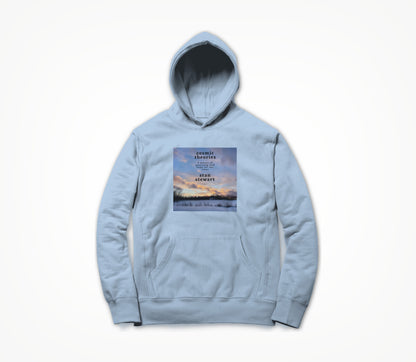 Cosmic Theories cover on light blue Hoodie