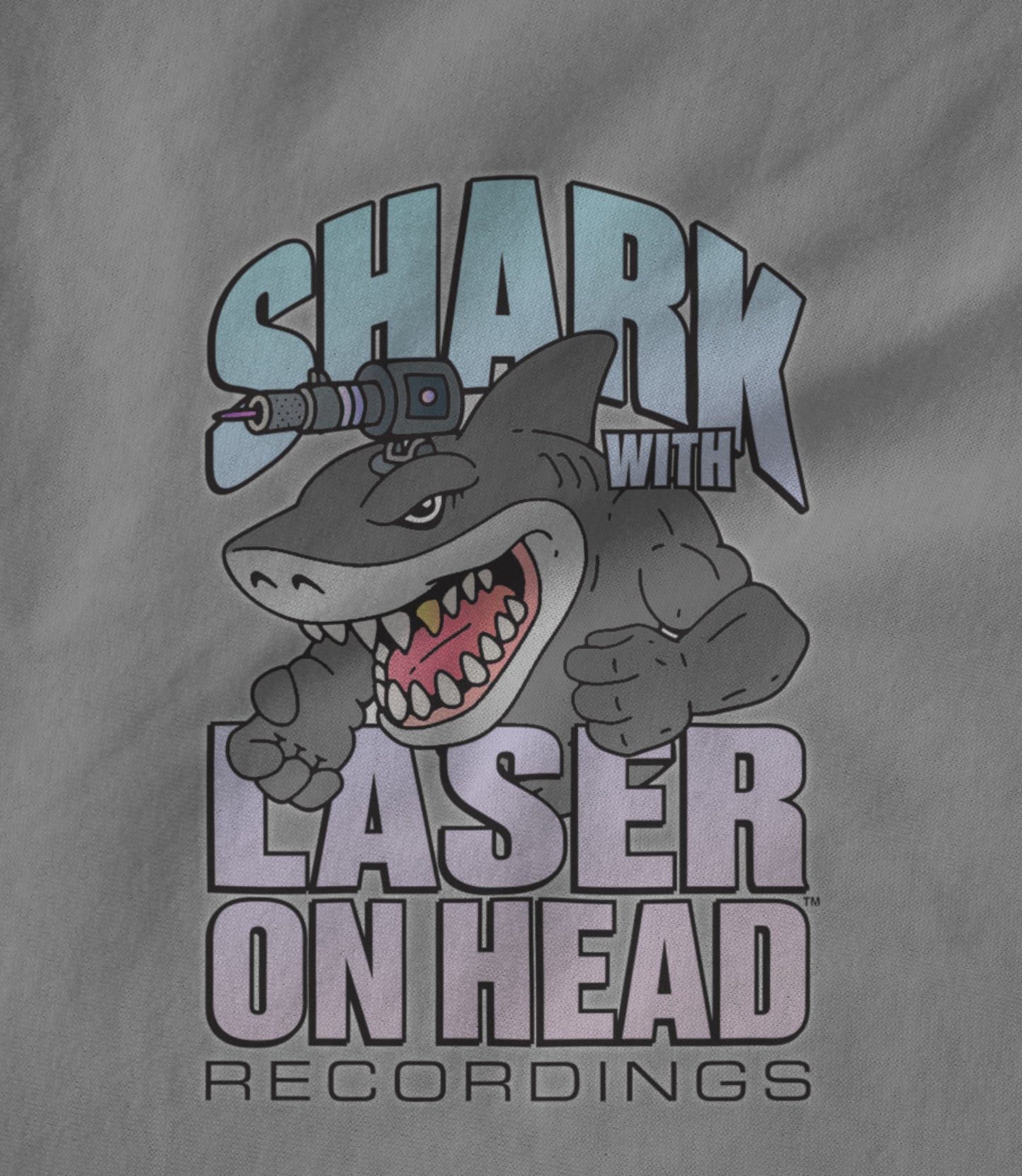 SHARK WITH LASER ON HEAD RECORDINGS Logo (Heather Grey) Unisex T-shirt