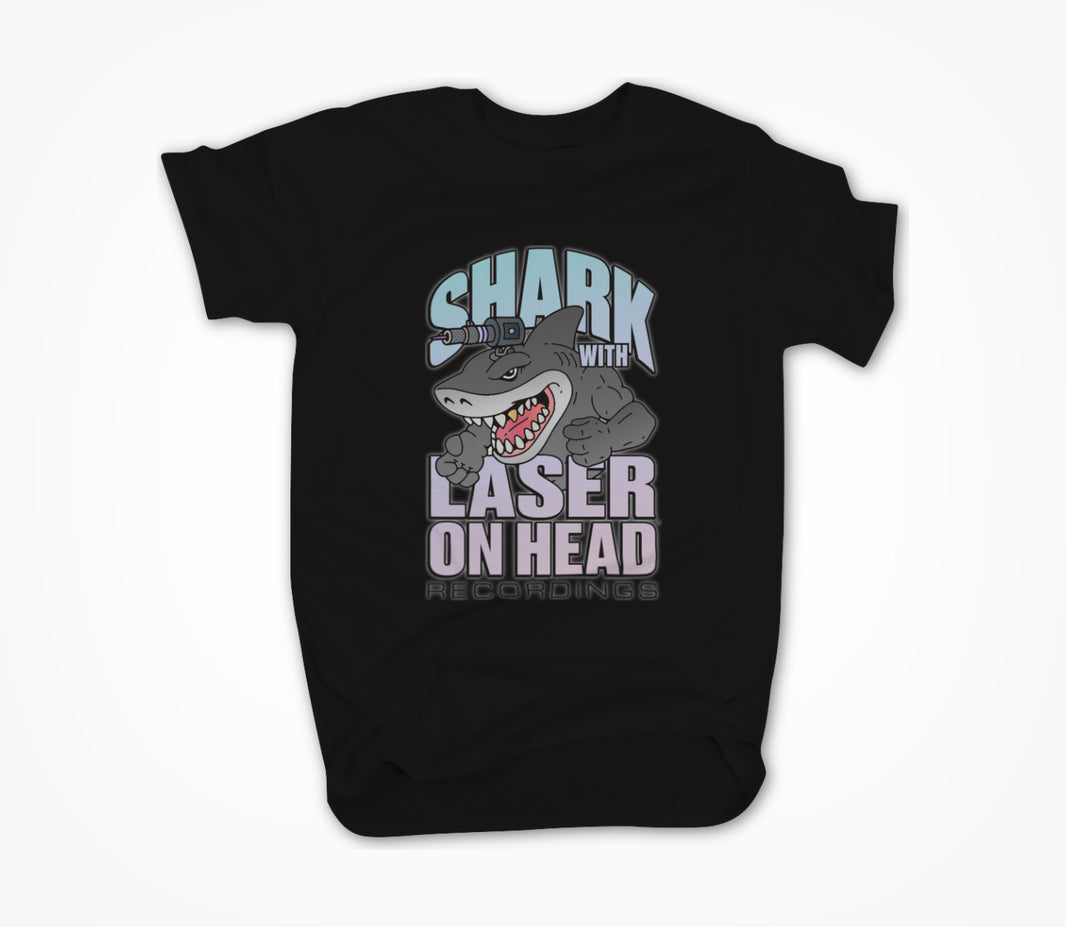 SHARK WITH LASER ON HEAD RECORDINGS Logo (Black) Unisex T-shirt