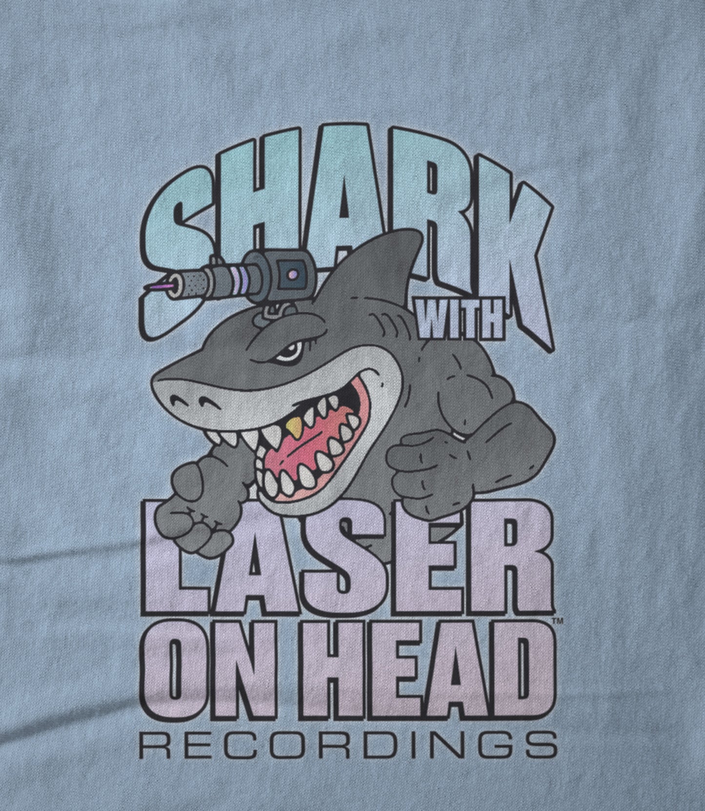 SHARK WITH LASER ON HEAD RECORDINGS Logo (Baby Blue) Unisex T-shirt