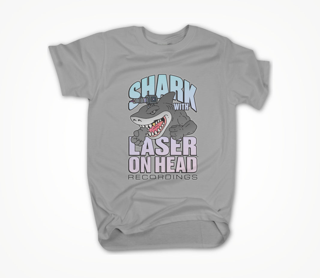 SHARK WITH LASER ON HEAD RECORDINGS Logo (Heather Grey) Unisex T-shirt