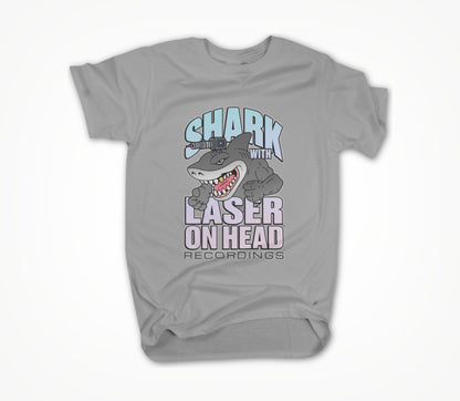 SHARK WITH LASER ON HEAD RECORDINGS Logo (Heather Grey) Unisex T-shirt