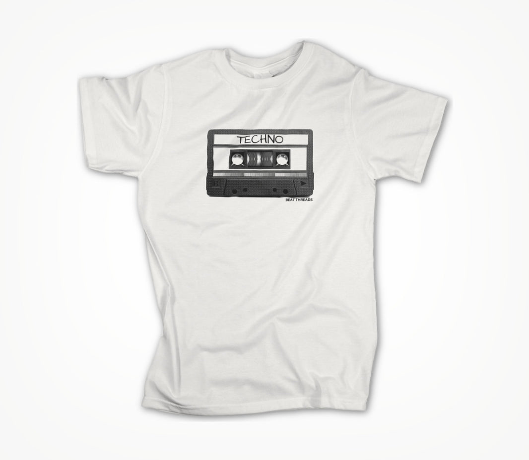 Old School Mix Tape - TECHNO- WHITE Unisex T-shirt