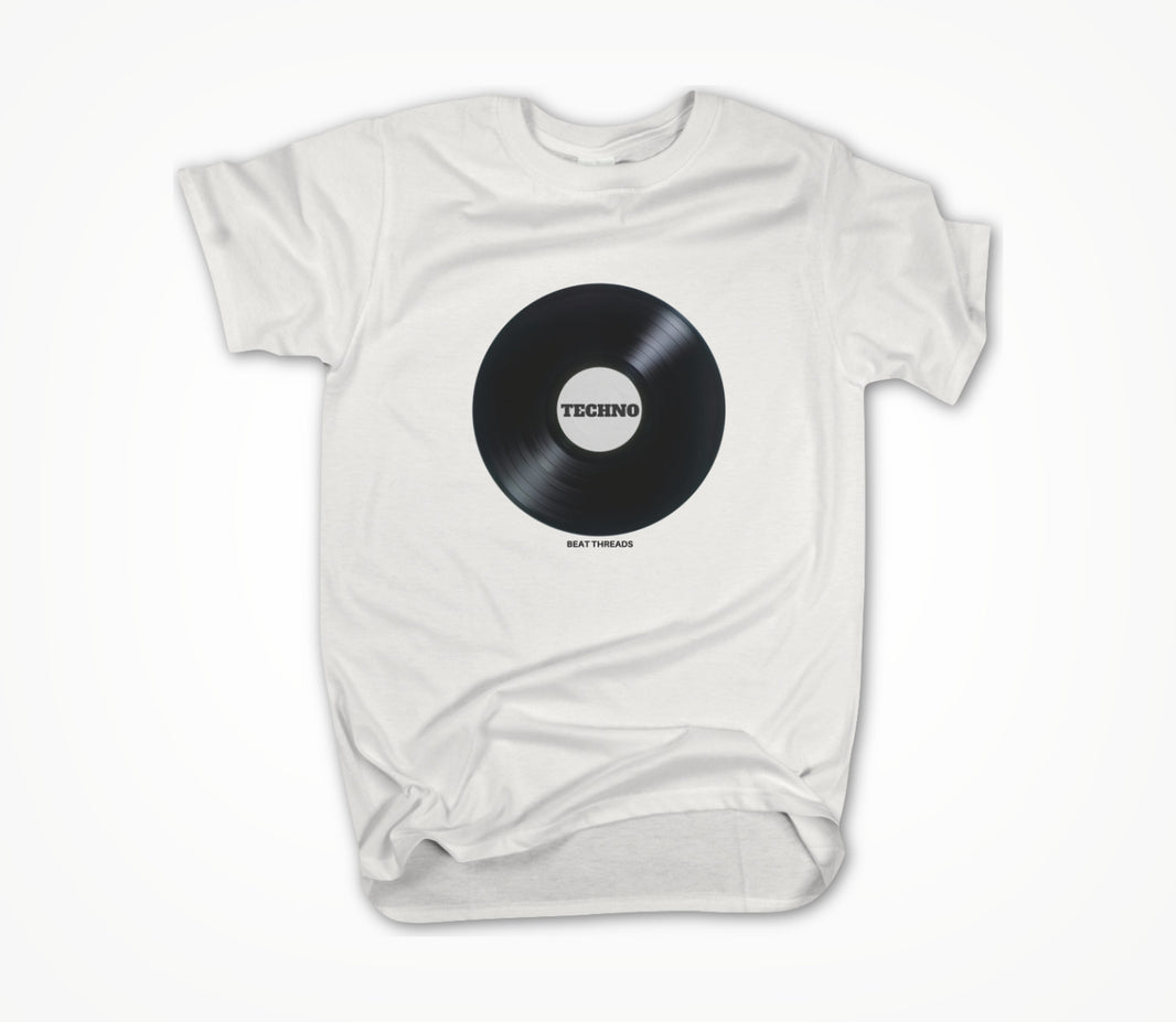 RECORD - TECHNO - WHITE Unisex T-shirt